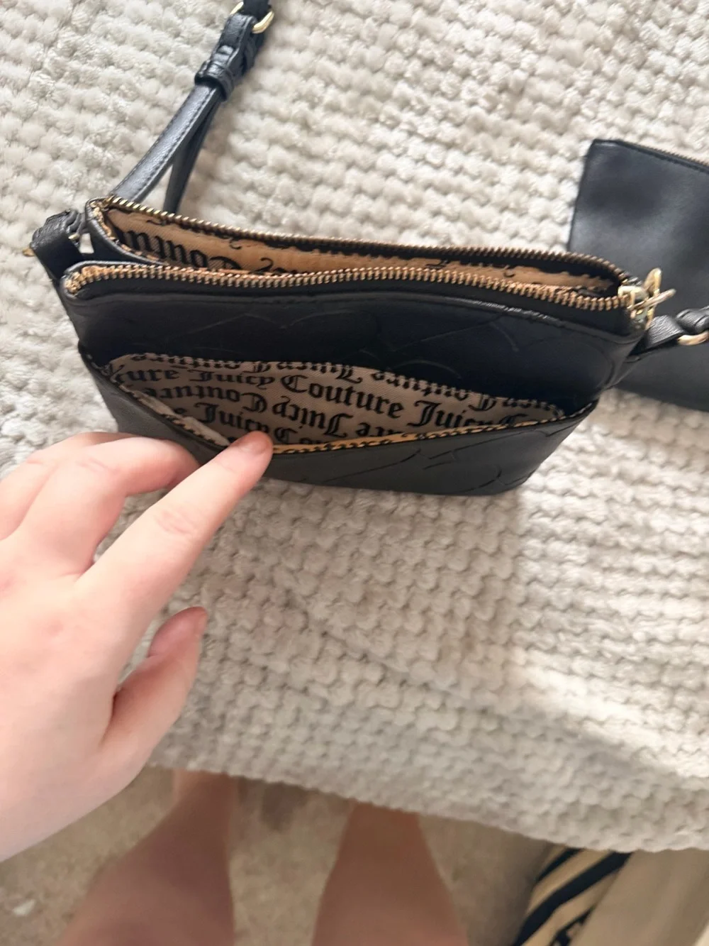 Juicy Couture Black Heart Embossed Crossbody with Gold Charm
